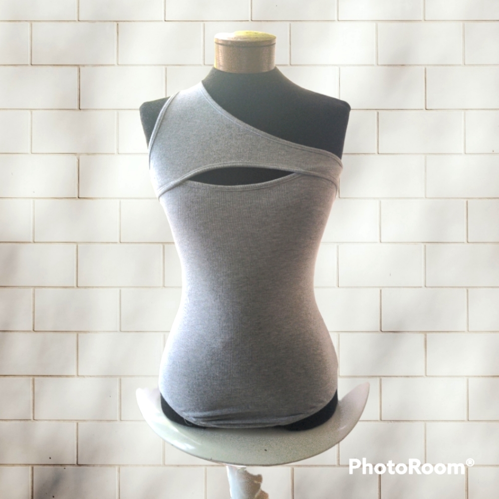 One Strapped Knitted Ribbed Bodysuit